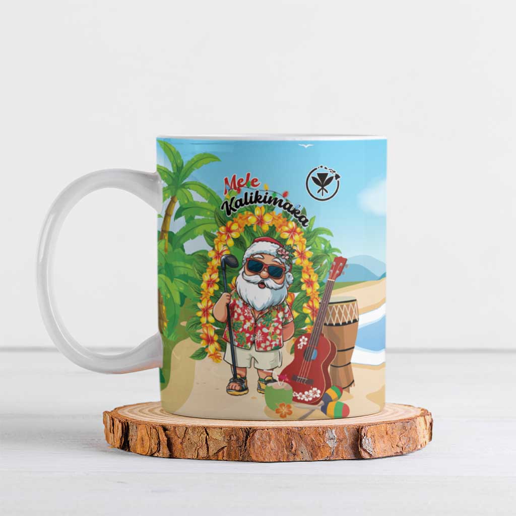 Personalized Hawaii Golf Christmas Ceramic Mug Mele Kalikimaka Funny Golfer Santa LT01 Blue - Polynesian Pride
