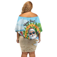 Personalized Hawaii Golf Christmas Off Shoulder Short Dress Mele Kalikimaka Funny Golfer Santa LT01 - Polynesian Pride