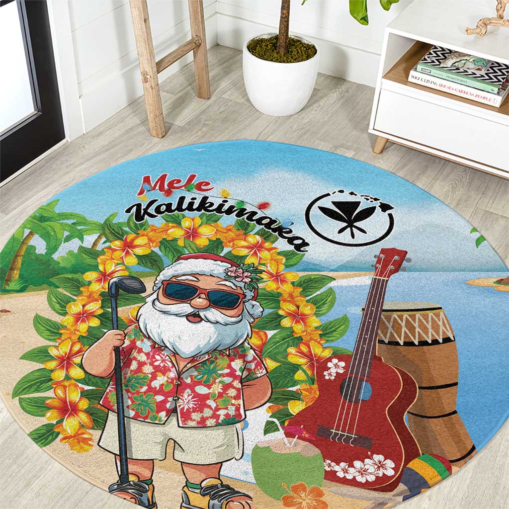 Hawaii Golf Christmas Round Carpet Mele Kalikimaka Funny Golfer Santa LT01 Blue - Polynesian Pride