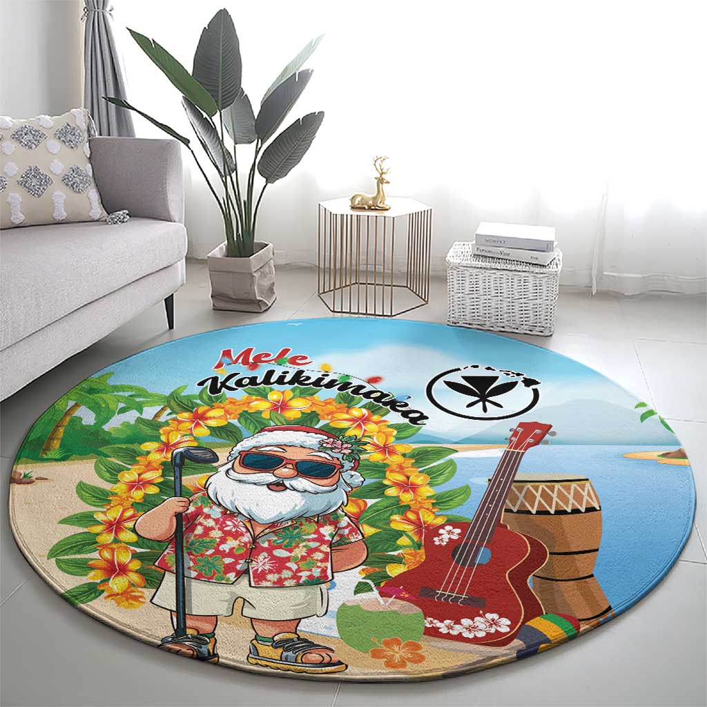 Hawaii Golf Christmas Round Carpet Mele Kalikimaka Funny Golfer Santa LT01 - Polynesian Pride