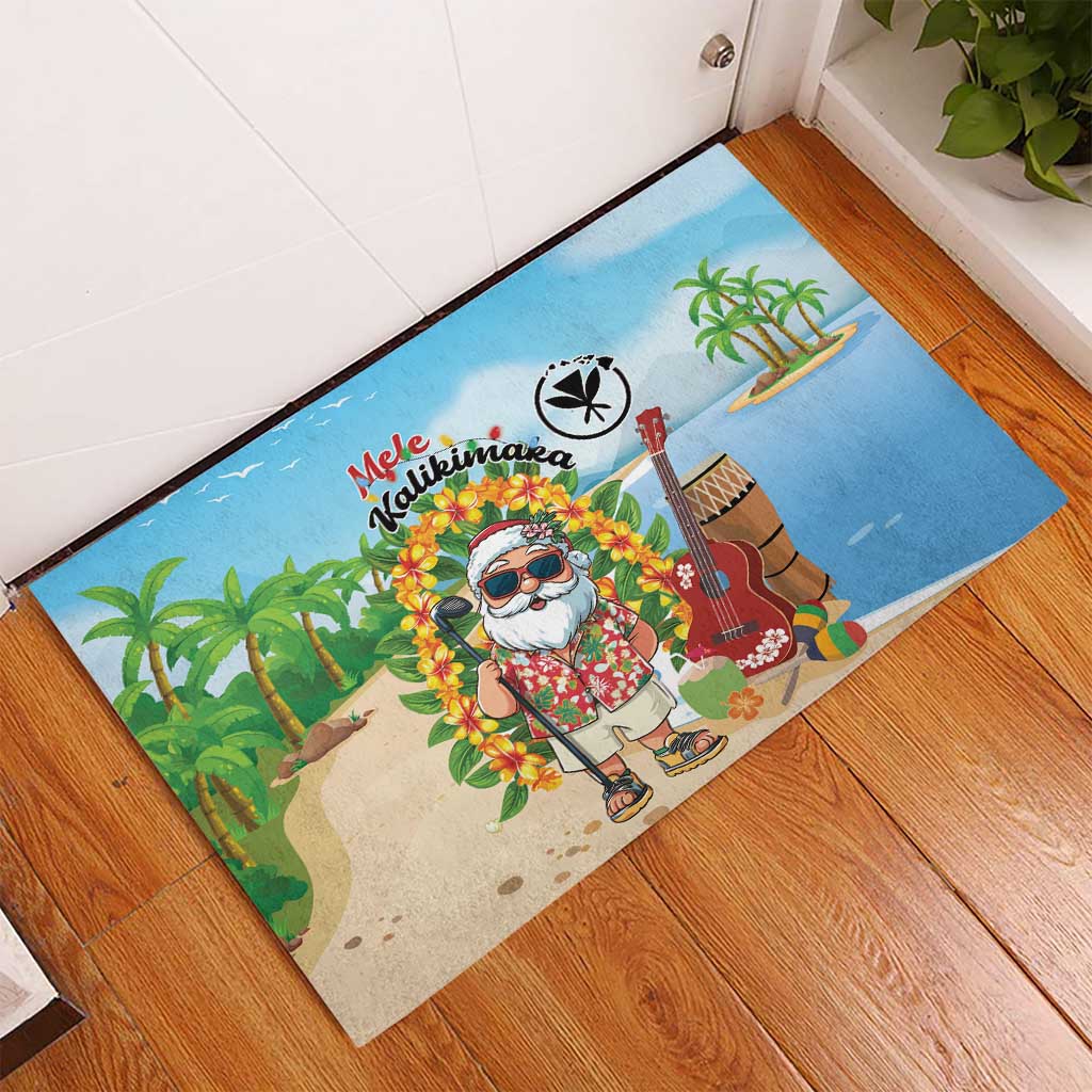 Hawaii Golf Christmas Rubber Doormat Mele Kalikimaka Funny Golfer Santa LT01 - Polynesian Pride