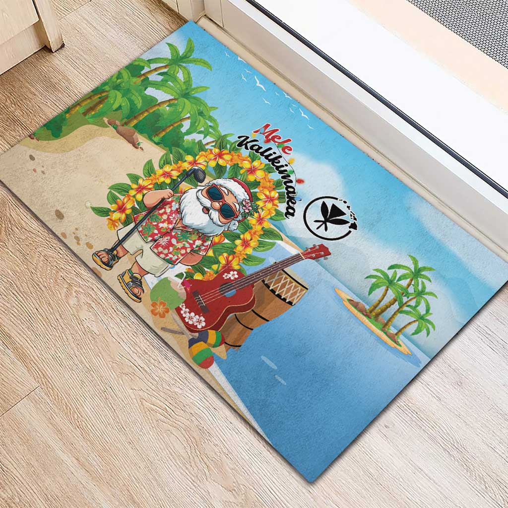Hawaii Golf Christmas Rubber Doormat Mele Kalikimaka Funny Golfer Santa LT01 - Polynesian Pride