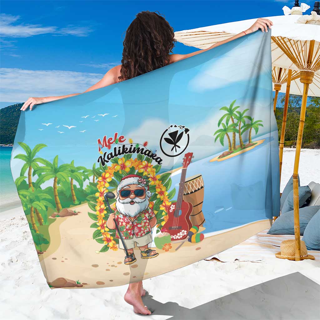 Hawaii Golf Christmas Sarong Mele Kalikimaka Funny Golfer Santa LT01 One Size 44 x 66 inches Blue - Polynesian Pride