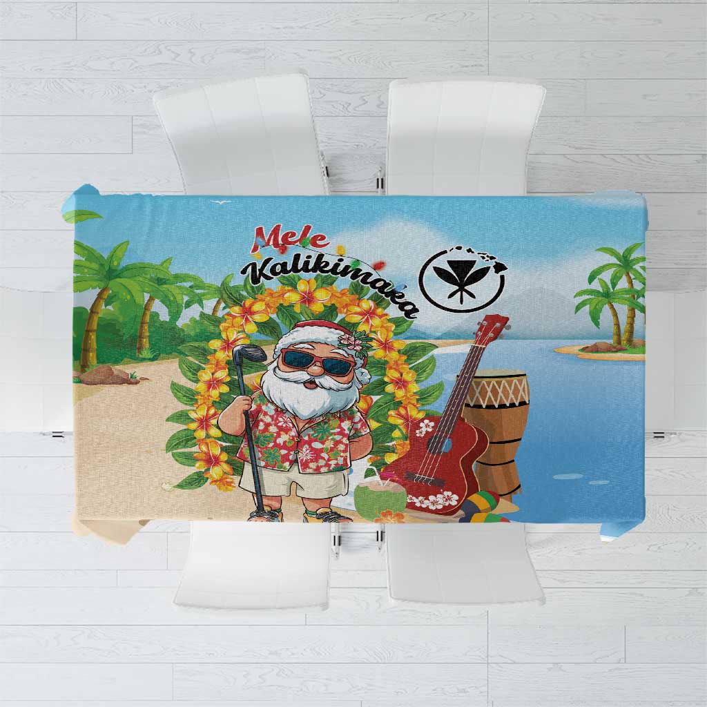 Hawaii Golf Christmas Tablecloth Mele Kalikimaka Funny Golfer Santa LT01 Blue - Polynesian Pride