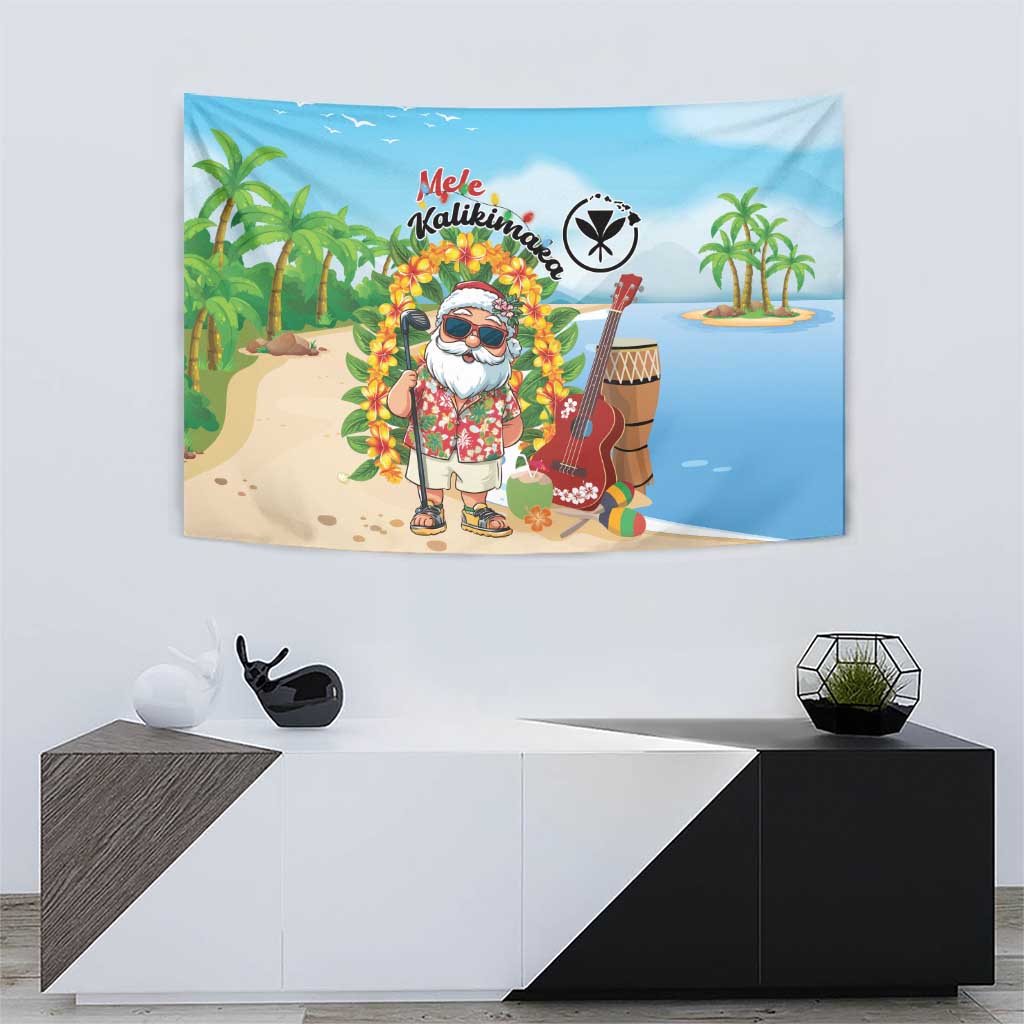 Hawaii Golf Christmas Tapestry Mele Kalikimaka Funny Golfer Santa LT01 - Polynesian Pride
