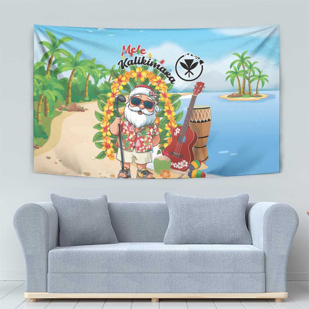 Hawaii Golf Christmas Tapestry Mele Kalikimaka Funny Golfer Santa LT01 - Polynesian Pride