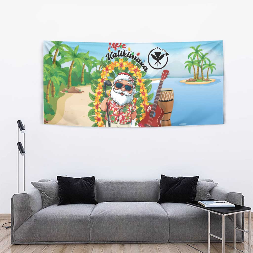 Hawaii Golf Christmas Tapestry Mele Kalikimaka Funny Golfer Santa LT01 - Polynesian Pride