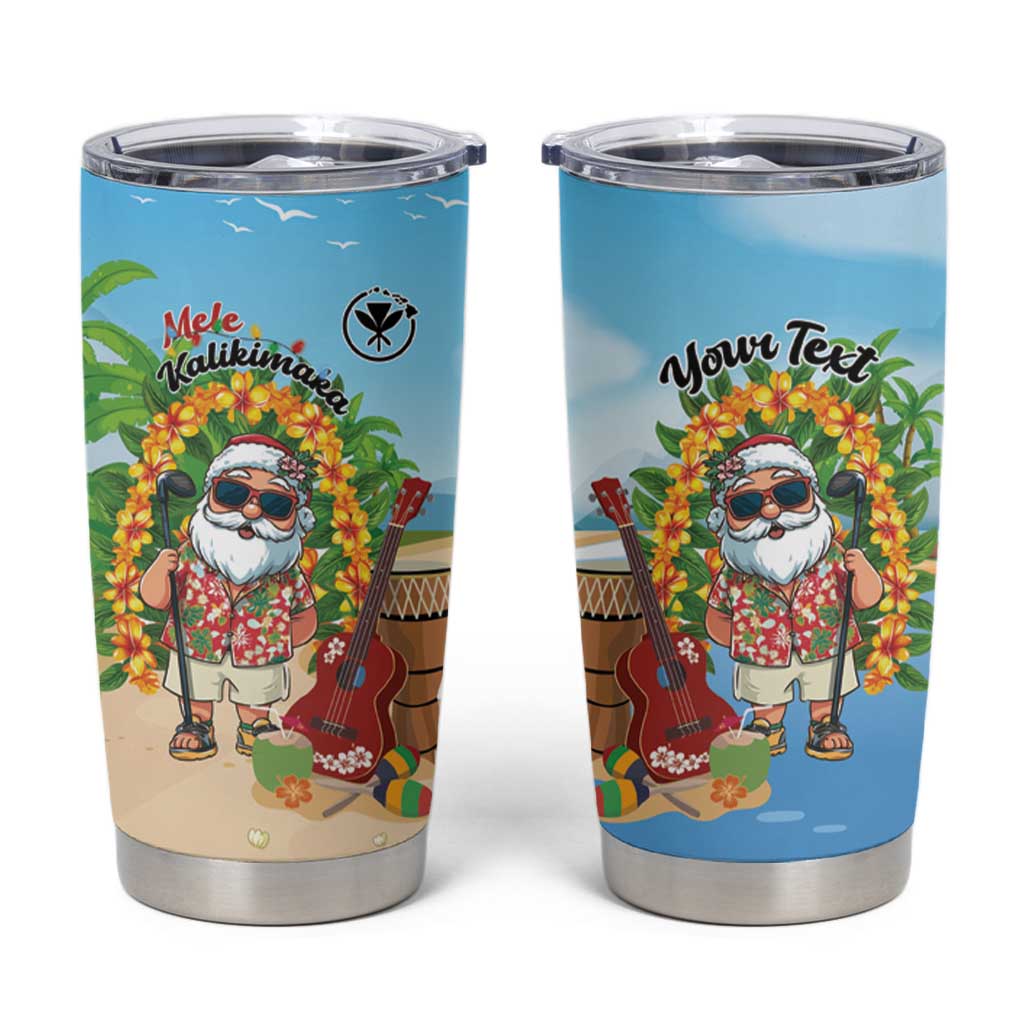 Personalized Hawaii Golf Christmas Tumbler Cup Mele Kalikimaka Funny Golfer Santa LT01 Blue - Polynesian Pride