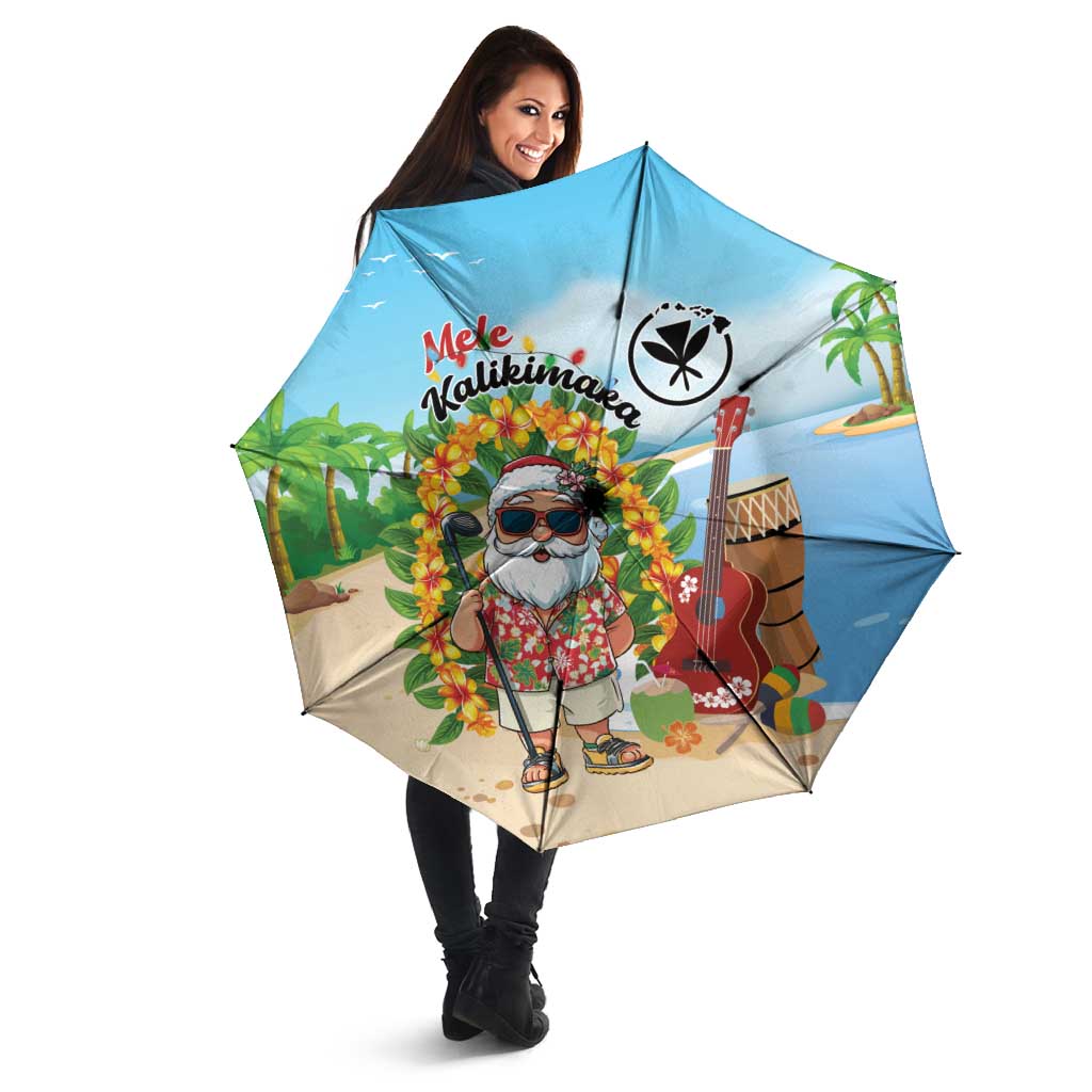 Hawaii Golf Christmas Umbrella Mele Kalikimaka Funny Golfer Santa LT01 - Polynesian Pride
