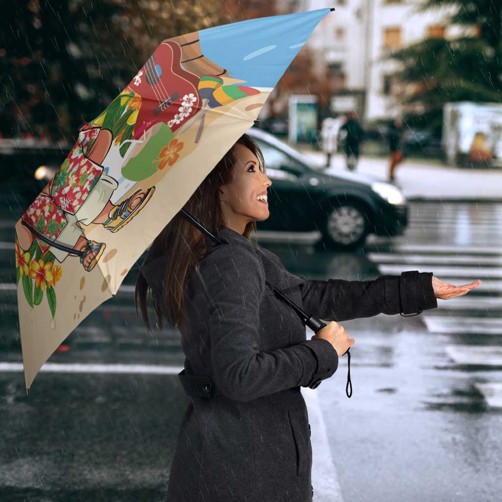 Hawaii Golf Christmas Umbrella Mele Kalikimaka Funny Golfer Santa LT01 - Polynesian Pride