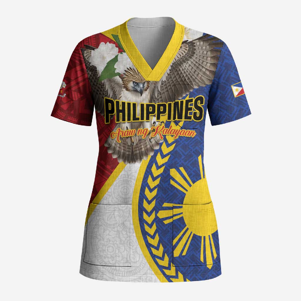 Personalized Philippines Scrub Top Filipino Araw ng Kalayaan LT01 Adult Multicolor - Polynesian Pride