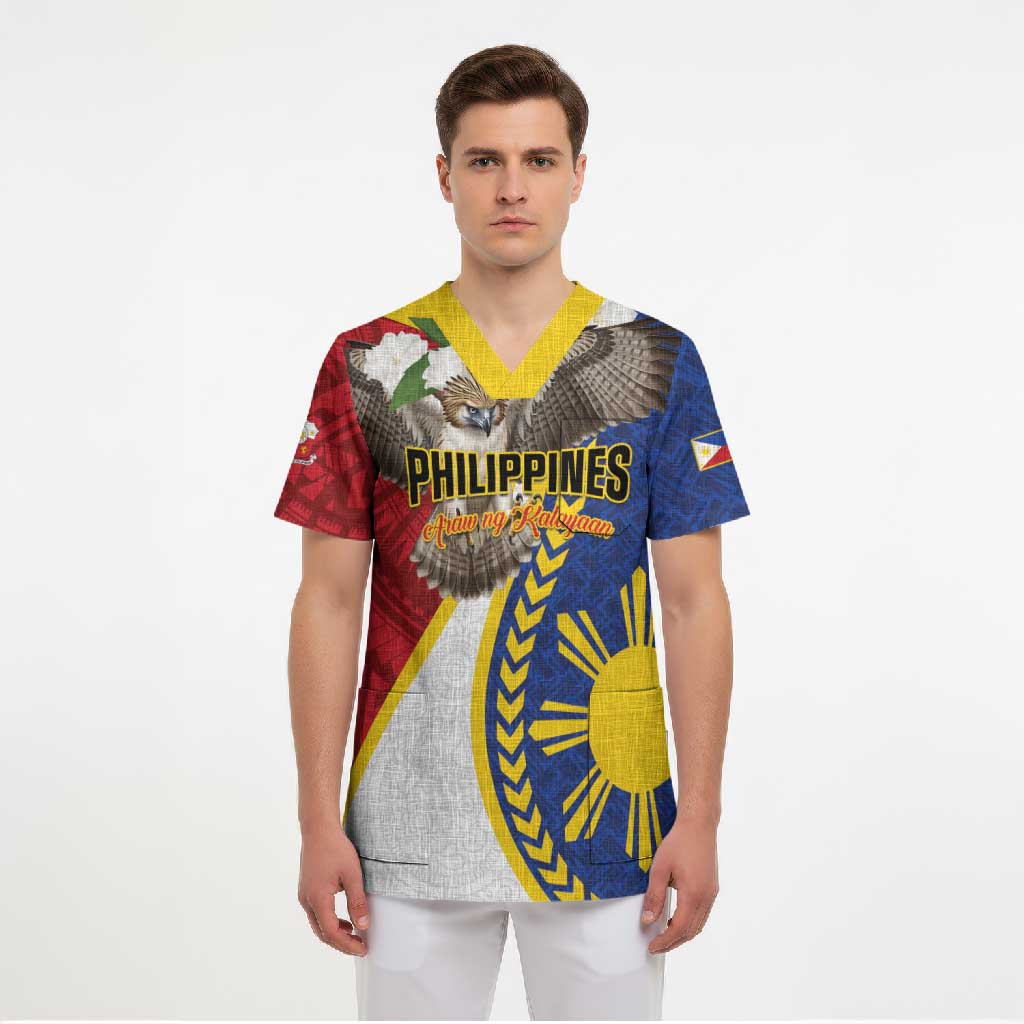 Personalized Philippines Scrub Top Filipino Araw ng Kalayaan LT01 - Polynesian Pride