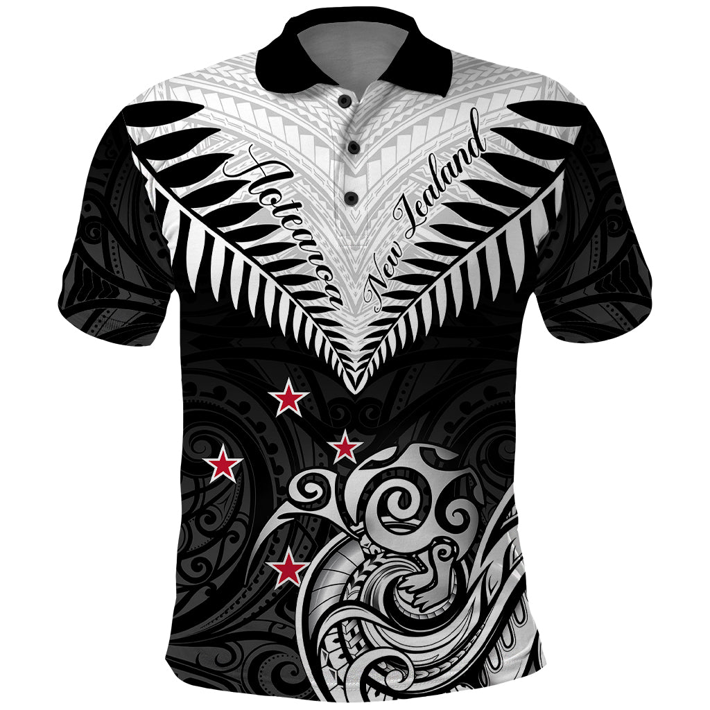 New Zealand Polo Shirt Aotearoa Maori Kiwi Black Fern LT01 Black - Polynesian Pride