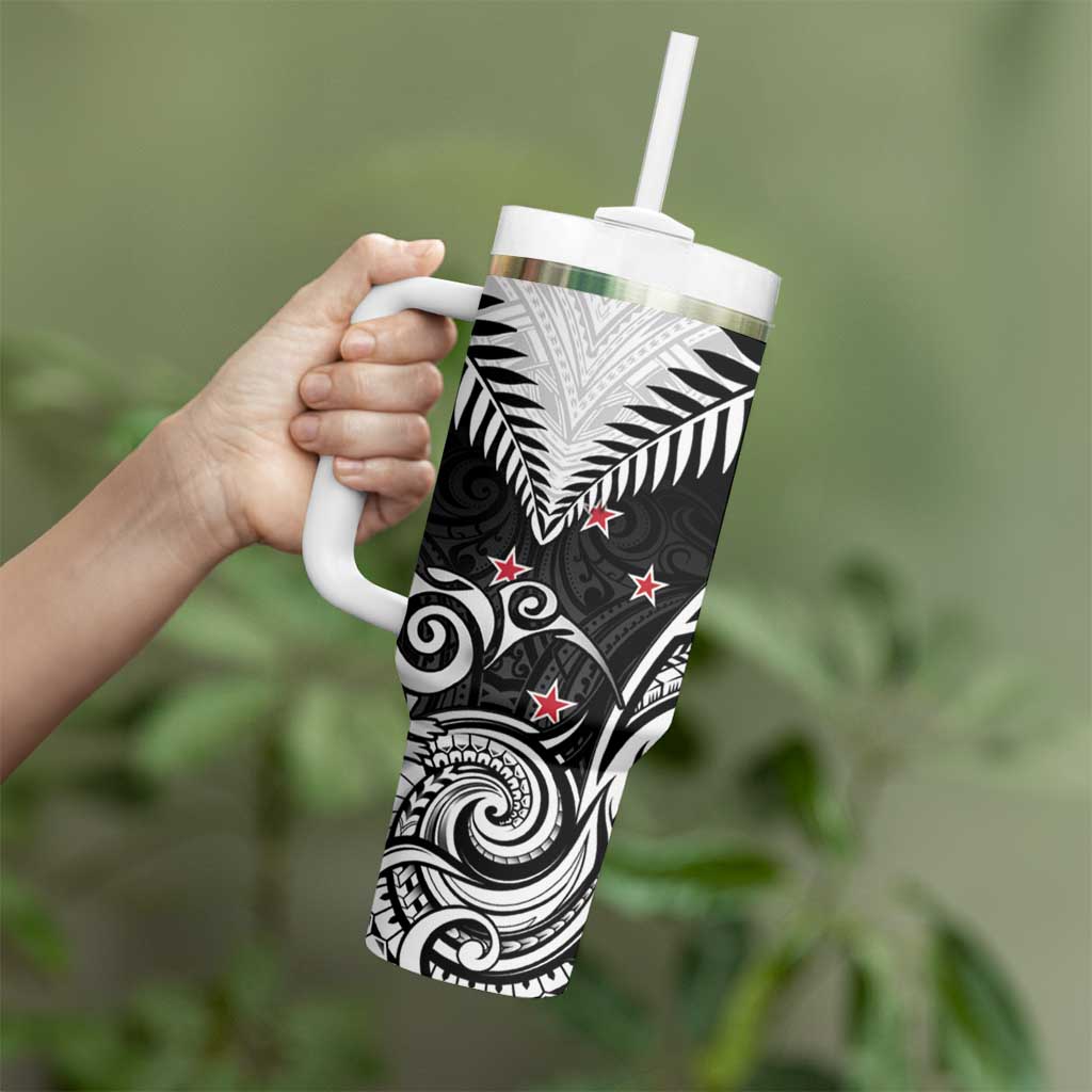 New Zealand Tumbler With Handle Aotearoa Maori Kiwi Black Fern LT01 - Polynesian Pride