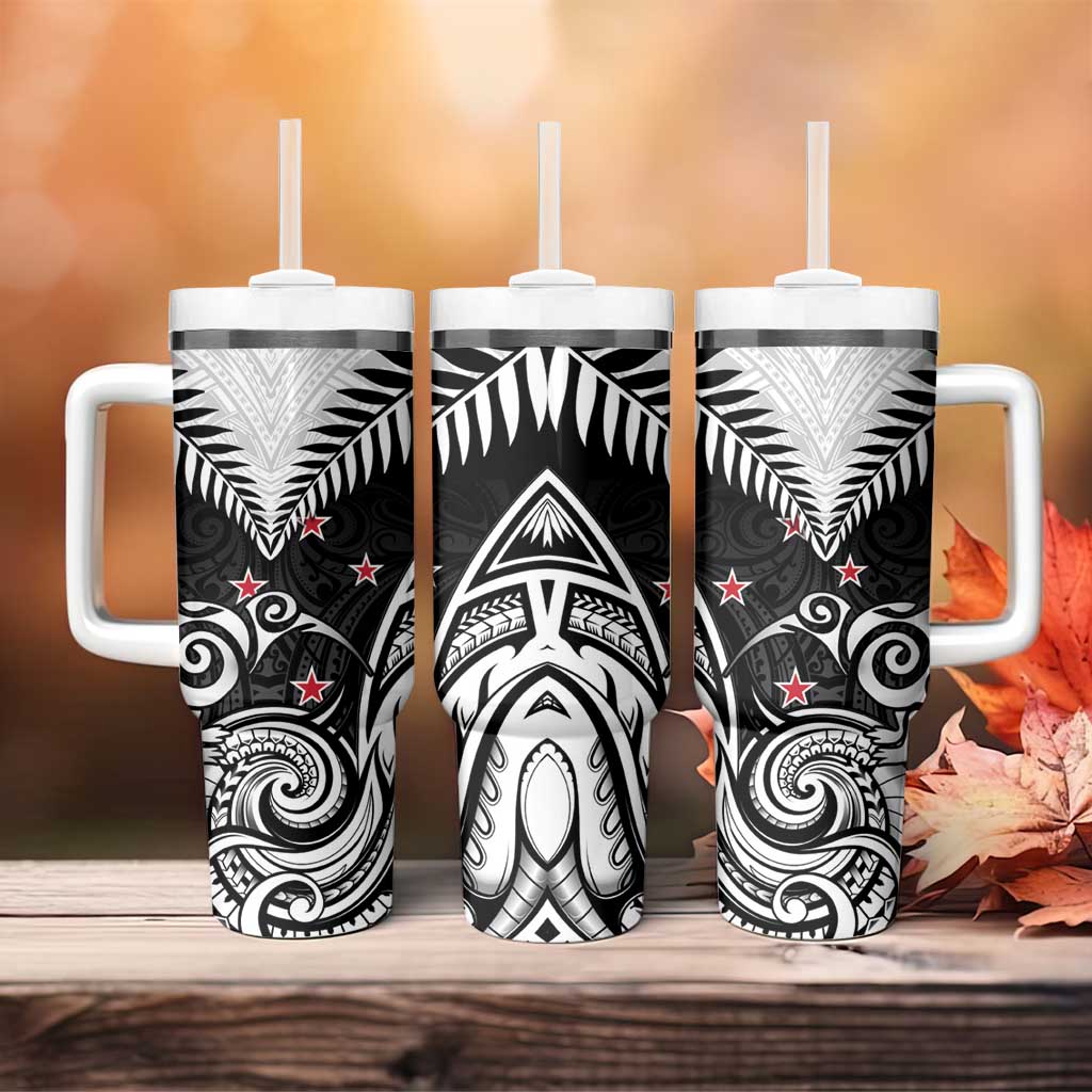 New Zealand Tumbler With Handle Aotearoa Maori Kiwi Black Fern LT01 - Polynesian Pride