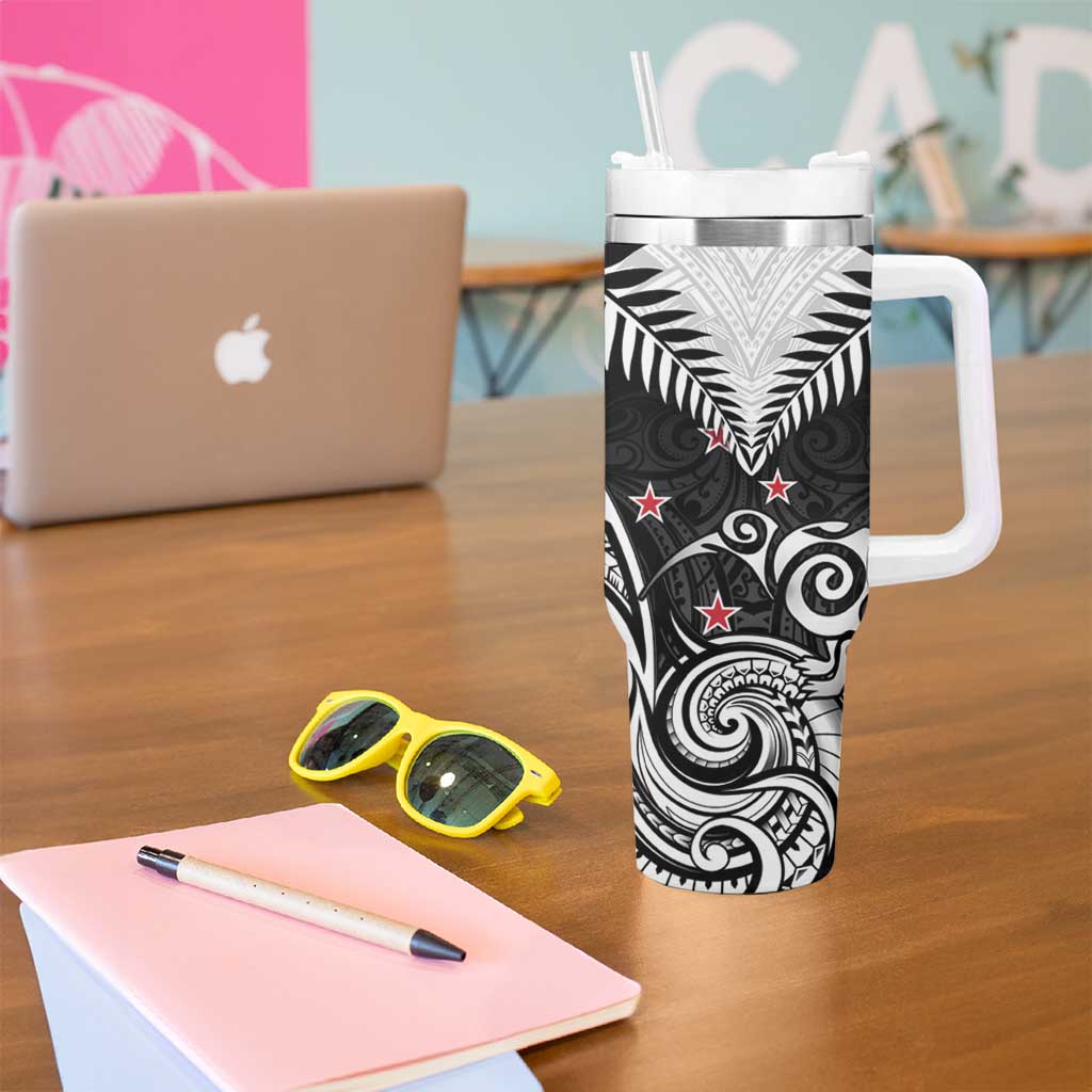 New Zealand Tumbler With Handle Aotearoa Maori Kiwi Black Fern LT01 - Polynesian Pride