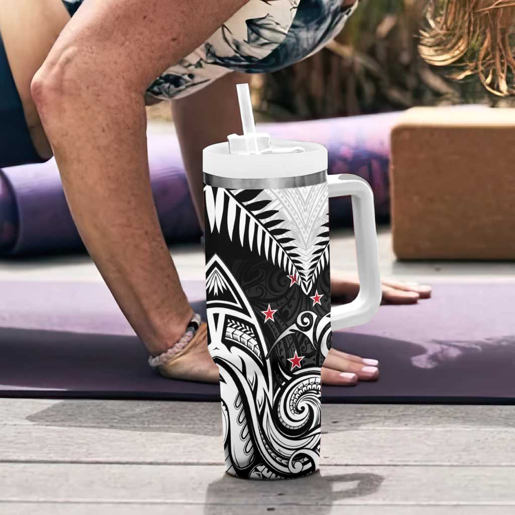 New Zealand Tumbler With Handle Aotearoa Maori Kiwi Black Fern LT01 - Polynesian Pride