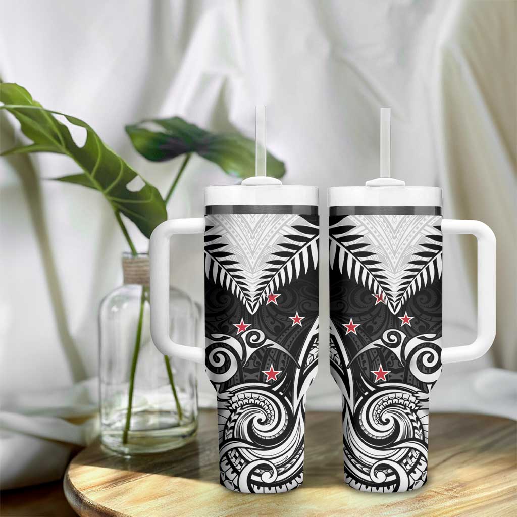 New Zealand Tumbler With Handle Aotearoa Maori Kiwi Black Fern LT01 - Polynesian Pride
