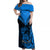 Personalised New Zealand Off Shoulder Maxi Dress Aotearoa Blue Maori Kiwi Blue Fern LT01 Women Blue - Polynesian Pride