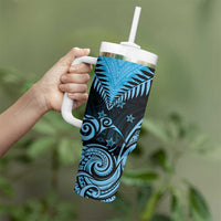 New Zealand Tumbler With Handle Aotearoa Blue Maori Kiwi Blue Fern LT01 - Polynesian Pride