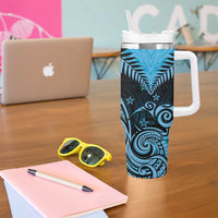 New Zealand Tumbler With Handle Aotearoa Blue Maori Kiwi Blue Fern LT01 - Polynesian Pride