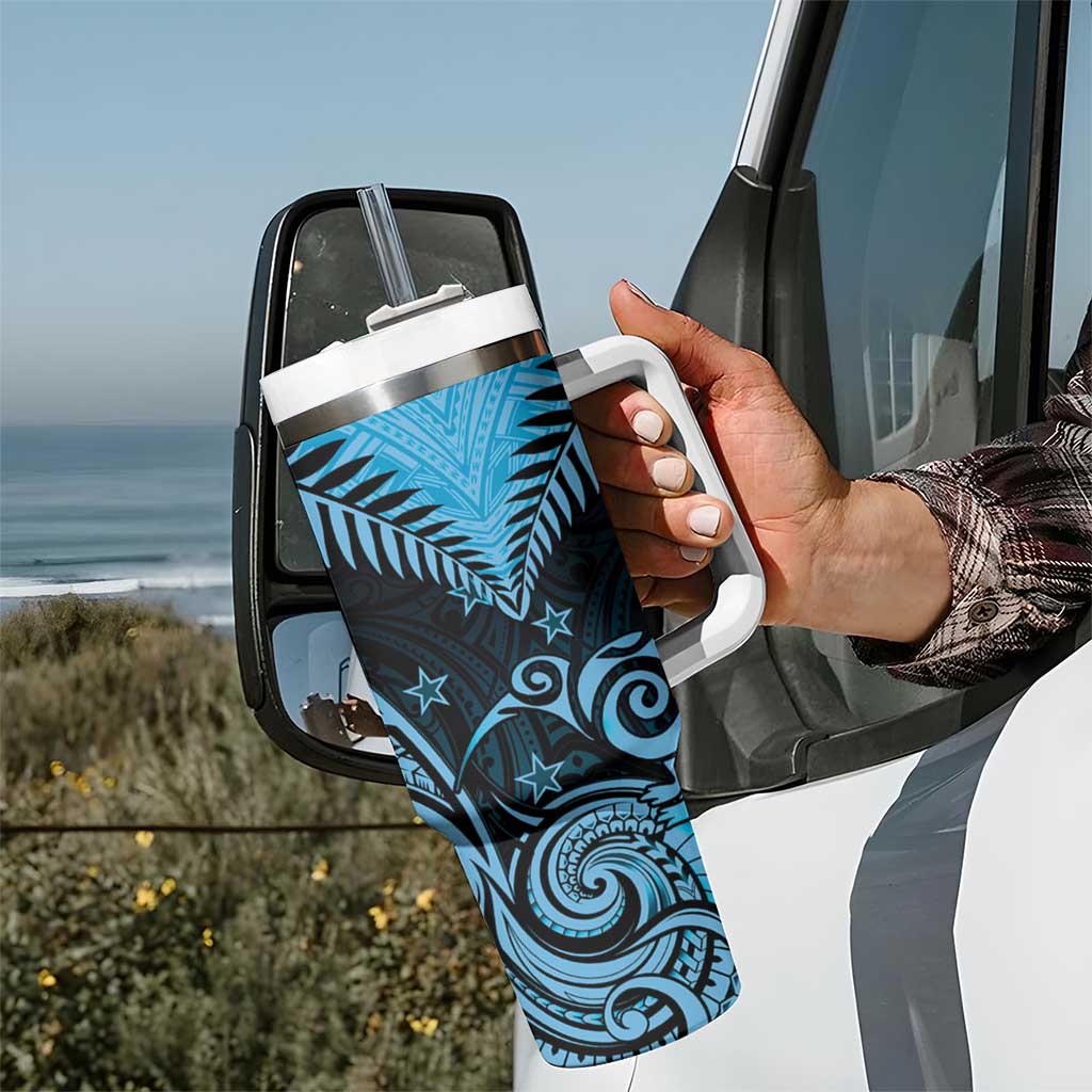 New Zealand Tumbler With Handle Aotearoa Blue Maori Kiwi Blue Fern LT01 - Polynesian Pride