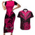 Personalised Aotearoa Couples Matching Short Sleeve Bodycon Dress and Hawaiian Shirt Maori Kiwi Pink Fern LT01 Pink - Polynesian Pride