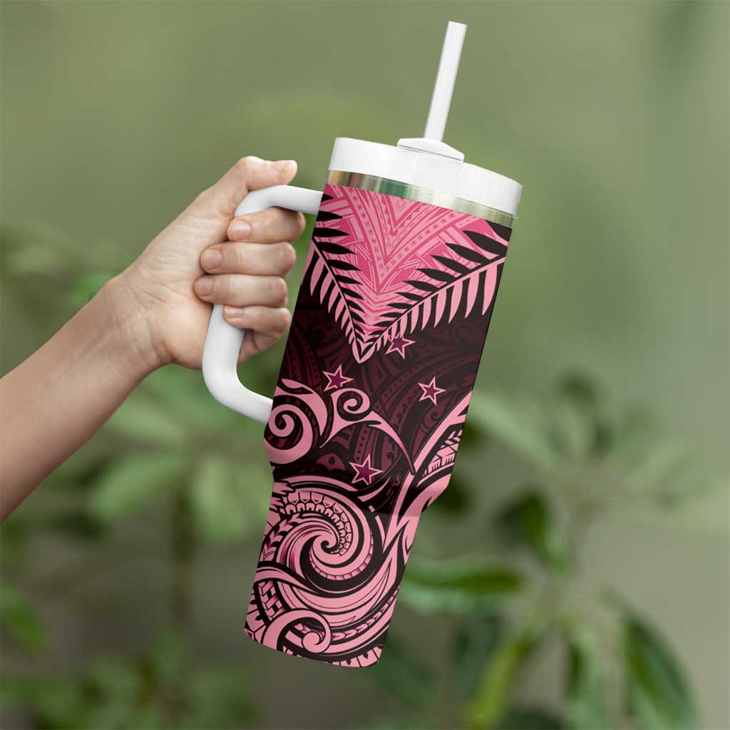 Aotearoa Tumbler With Handle Maori Kiwi Pink Fern LT01 - Polynesian Pride