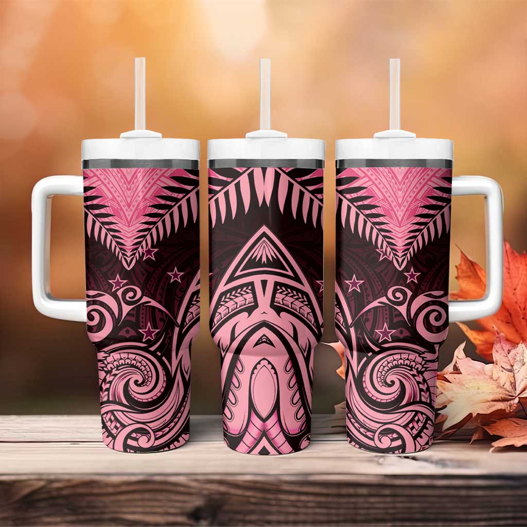 Aotearoa Tumbler With Handle Maori Kiwi Pink Fern LT01 - Polynesian Pride