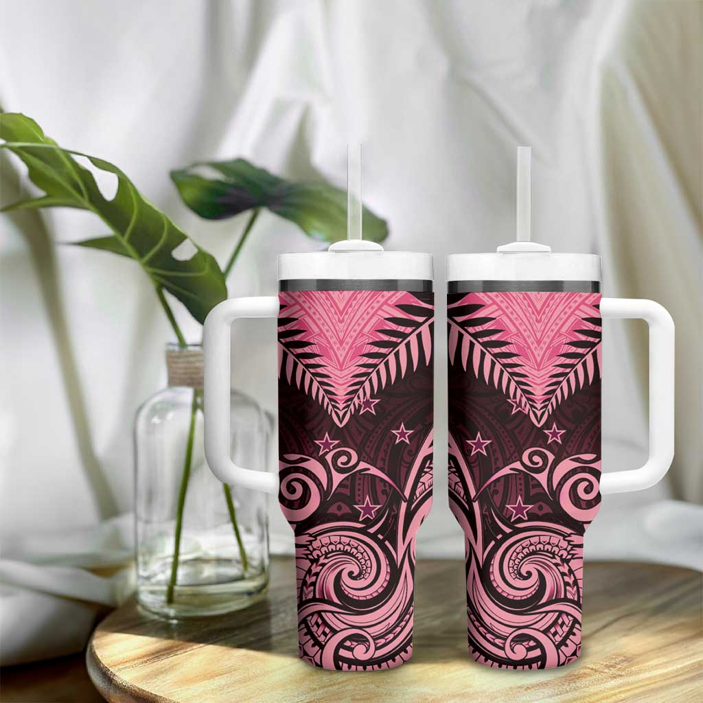 Aotearoa Tumbler With Handle Maori Kiwi Pink Fern LT01 - Polynesian Pride