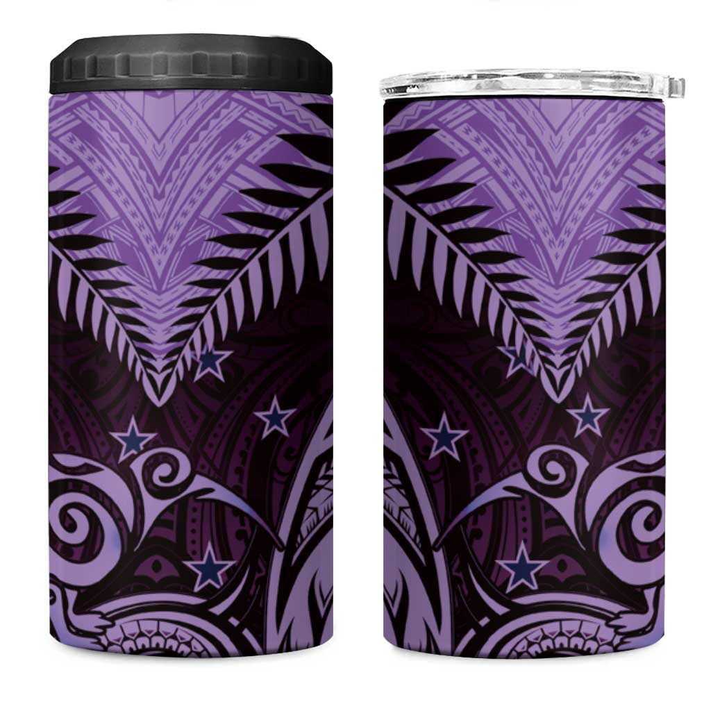 Aotearoa 4 in 1 Can Cooler Tumbler Maori Kiwi Purple Fern LT01 One Size: 16 oz Purple - Polynesian Pride