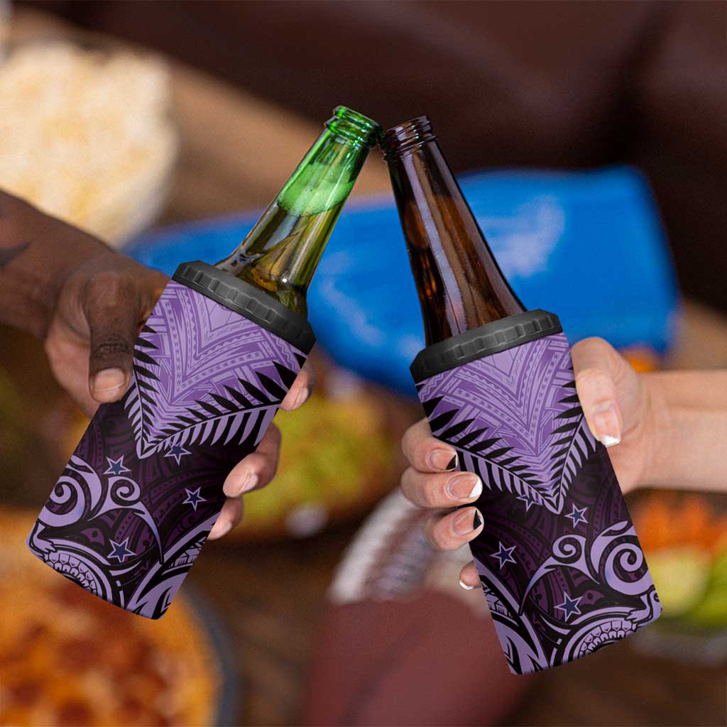 Aotearoa 4 in 1 Can Cooler Tumbler Maori Kiwi Purple Fern LT01 - Polynesian Pride