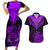 Personalised Aotearoa Couples Matching Short Sleeve Bodycon Dress and Hawaiian Shirt Maori Kiwi Purple Fern LT01 Purple - Polynesian Pride