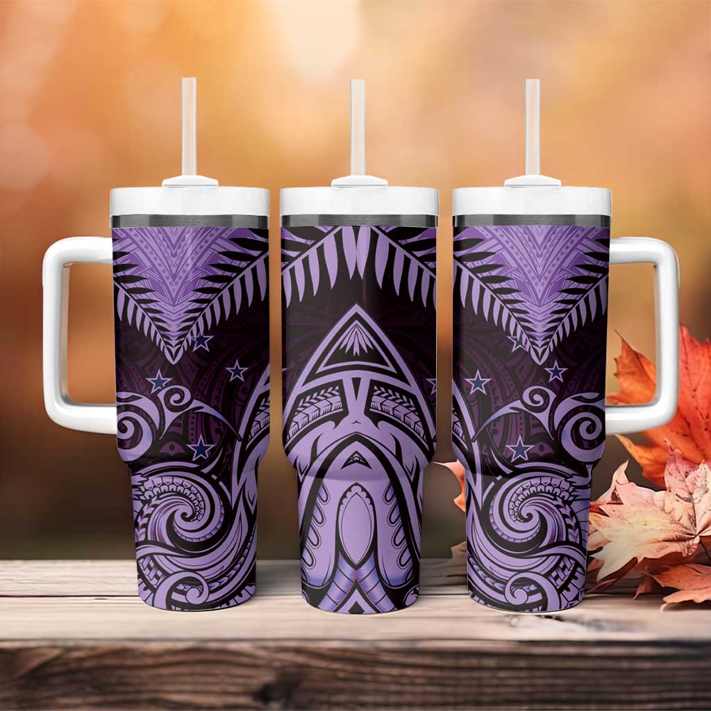 Aotearoa Tumbler With Handle Maori Kiwi Purple Fern LT01 - Polynesian Pride