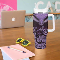 Aotearoa Tumbler With Handle Maori Kiwi Purple Fern LT01 - Polynesian Pride