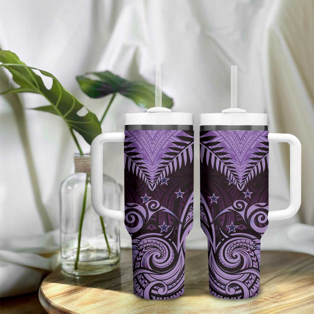 Aotearoa Tumbler With Handle Maori Kiwi Purple Fern LT01 - Polynesian Pride