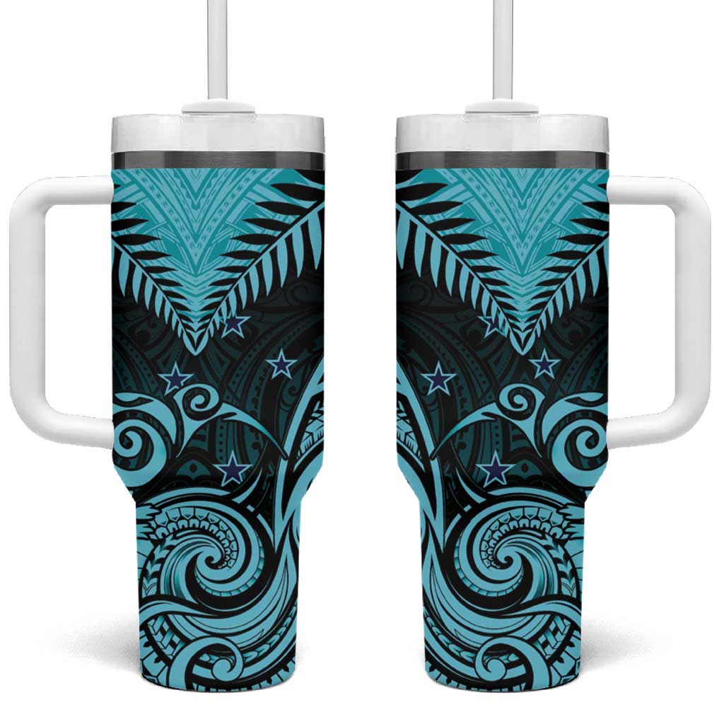 Aotearoa Tumbler With Handle Maori Kiwi Turquoise Fern LT01 One Size: 40 oz Turquoise - Polynesian Pride