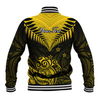 Personalised Aotearoa Baseball Jacket Maori Kiwi Yellow Fern LT01 - Polynesian Pride