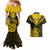 Personalised Aotearoa Couples Matching Mermaid Dress And Hawaiian Shirt Maori Kiwi Yellow Fern LT01 - Polynesian Pride