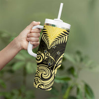 Aotearoa Tumbler With Handle Maori Kiwi Yellow Fern LT01 - Polynesian Pride
