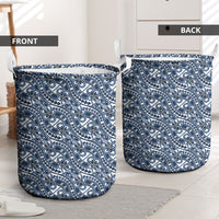 Hibiscus Bloom Island Tribal Waves Laundry Basket Blue Polynesian Pattern LT01 - Polynesian Pride