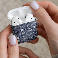 Hibiscus Bloom Island Tribal Waves AirPods Case Blue Polynesian Pattern