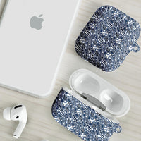 Hibiscus Bloom Island Tribal Waves AirPods Case Blue Polynesian Pattern