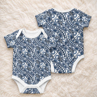 Hibiscus Bloom Island Tribal Waves Baby Onesie Blue Polynesian Pattern LT01 - Polynesian Pride