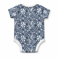 Hibiscus Bloom Island Tribal Waves Baby Onesie Blue Polynesian Pattern LT01 - Polynesian Pride