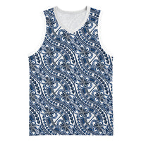Hibiscus Bloom Island Tribal Waves Basketball Jersey Blue Polynesian Pattern