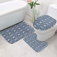 Hibiscus Bloom Island Tribal Waves Bathroom Set Blue Polynesian Pattern