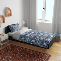 Hibiscus Bloom Island Tribal Waves Bedding Set Blue Polynesian Pattern