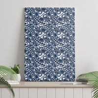 Hibiscus Bloom Island Tribal Waves Canvas Wall Art Blue Polynesian Pattern LT01 - Polynesian Pride
