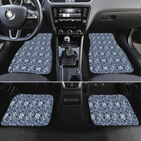 Hibiscus Bloom Island Tribal Waves Car Mats Blue Polynesian Pattern